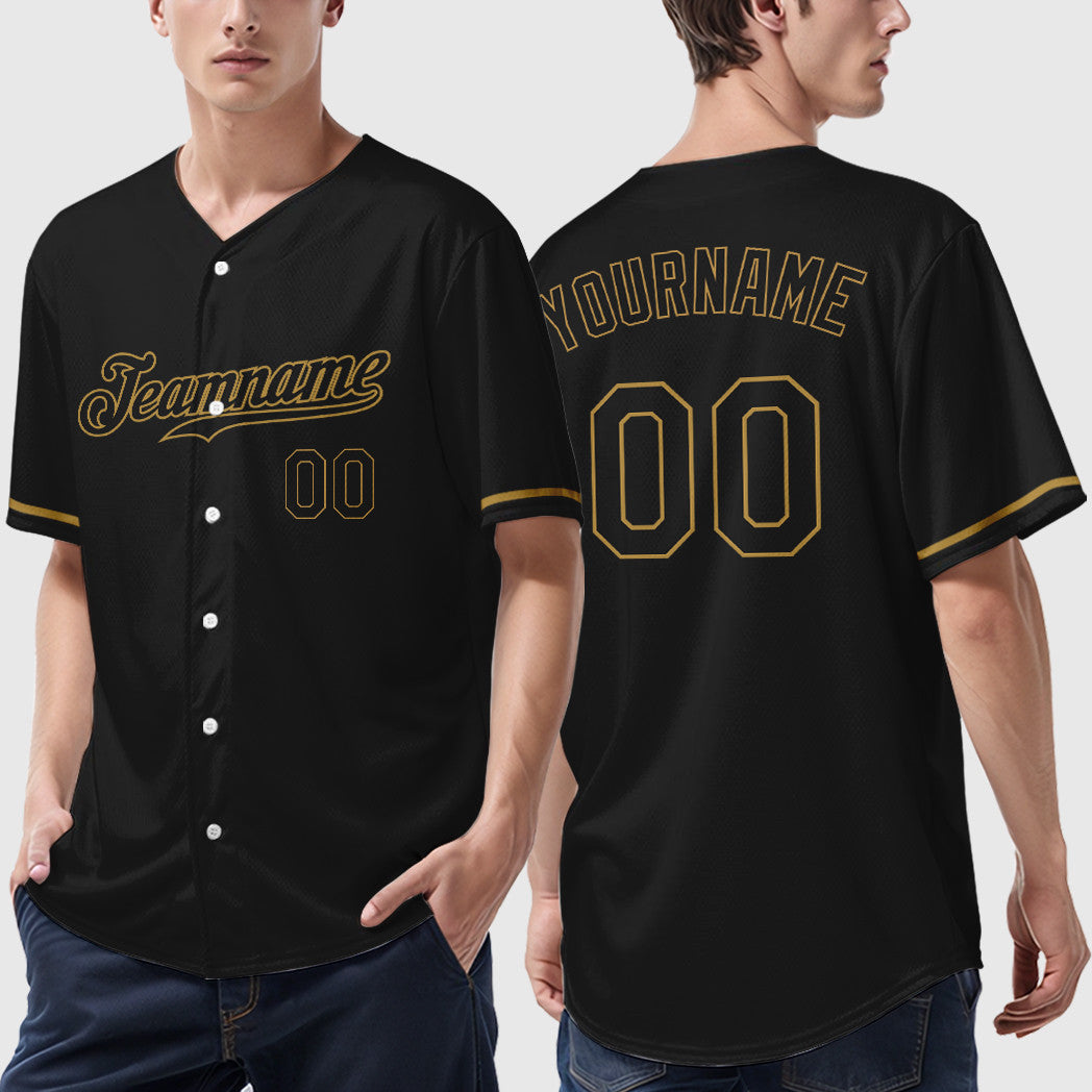 Custom Black Old Gold Black-Old Gold Baseball Jersey