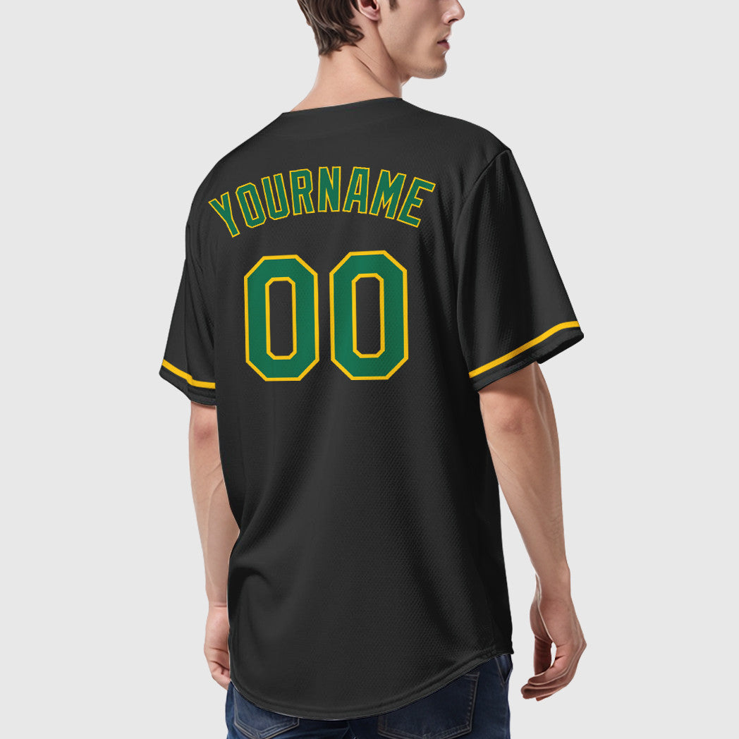 Custom Black Kelly Green Kelly Green-Gold Baseball Jersey