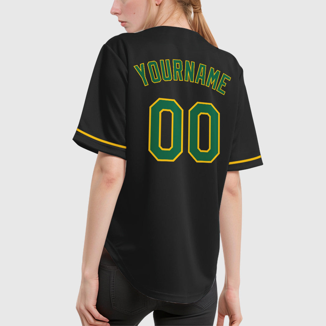 Custom Black Kelly Green Kelly Green-Gold Baseball Jersey