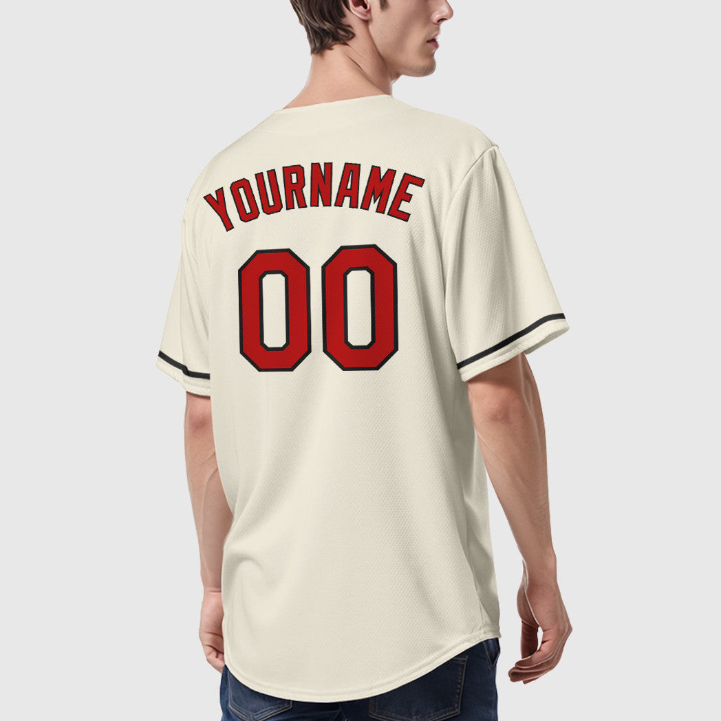Custom Cream Red Red-Black Baseball Jersey