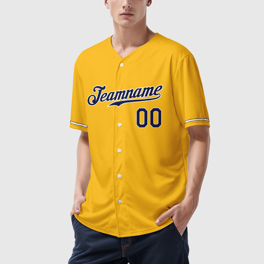 Custom Gold Navy Navy-White Baseball Jersey