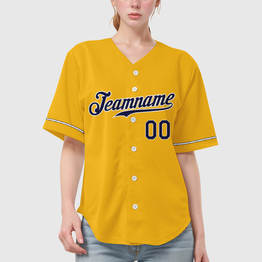 Custom Gold Navy Navy-White Baseball Jersey