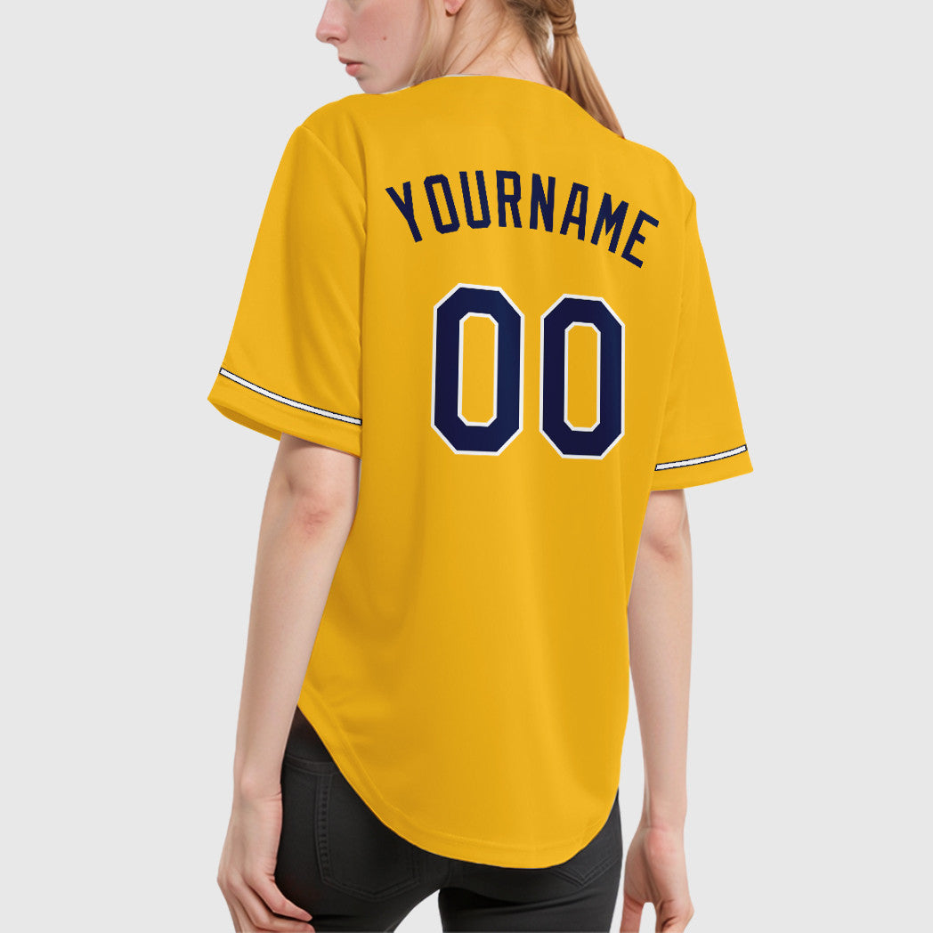 Custom Gold Navy Navy-White Baseball Jersey
