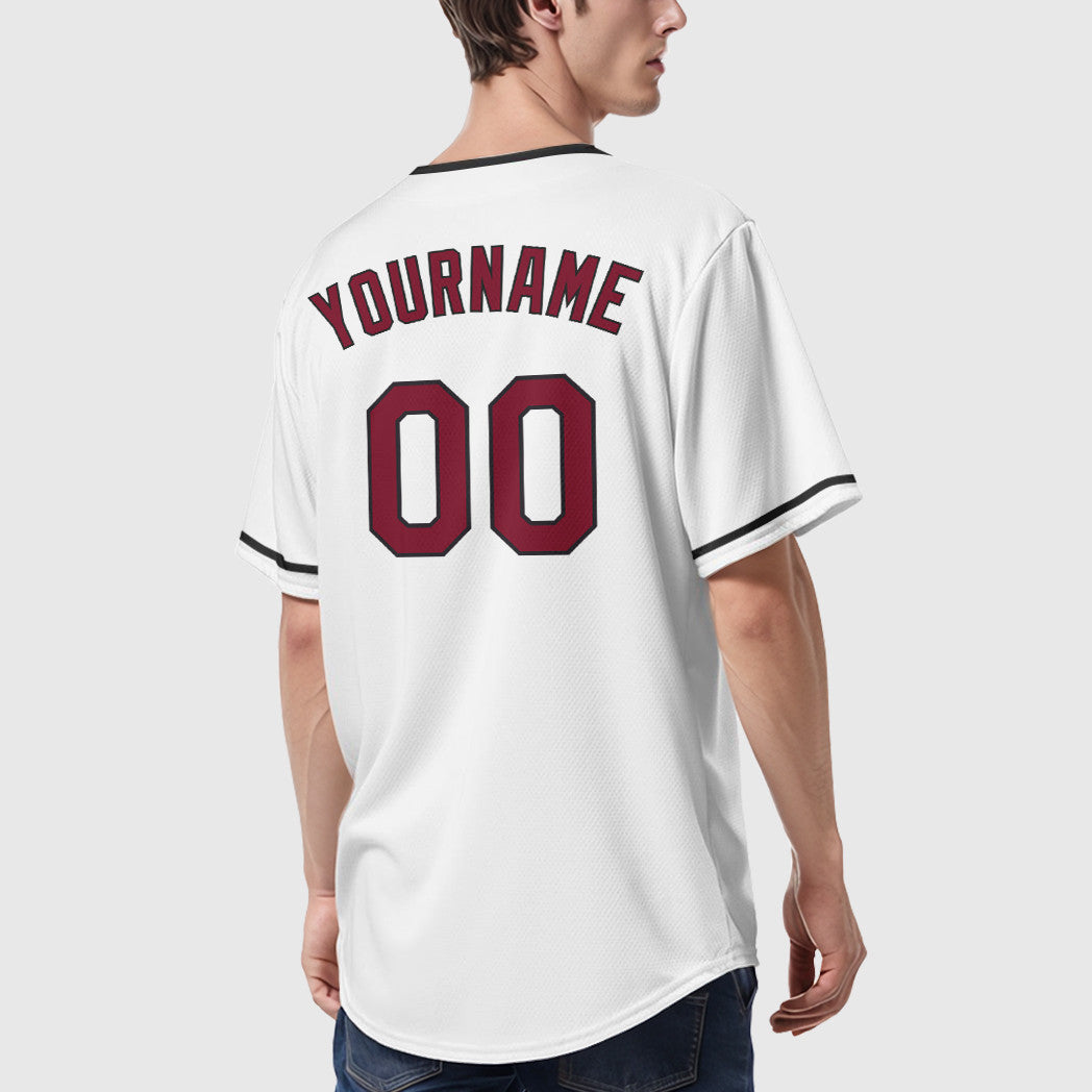 Custom White Crimson Crimson-Black Collar Sleeve Baseball Jersey
