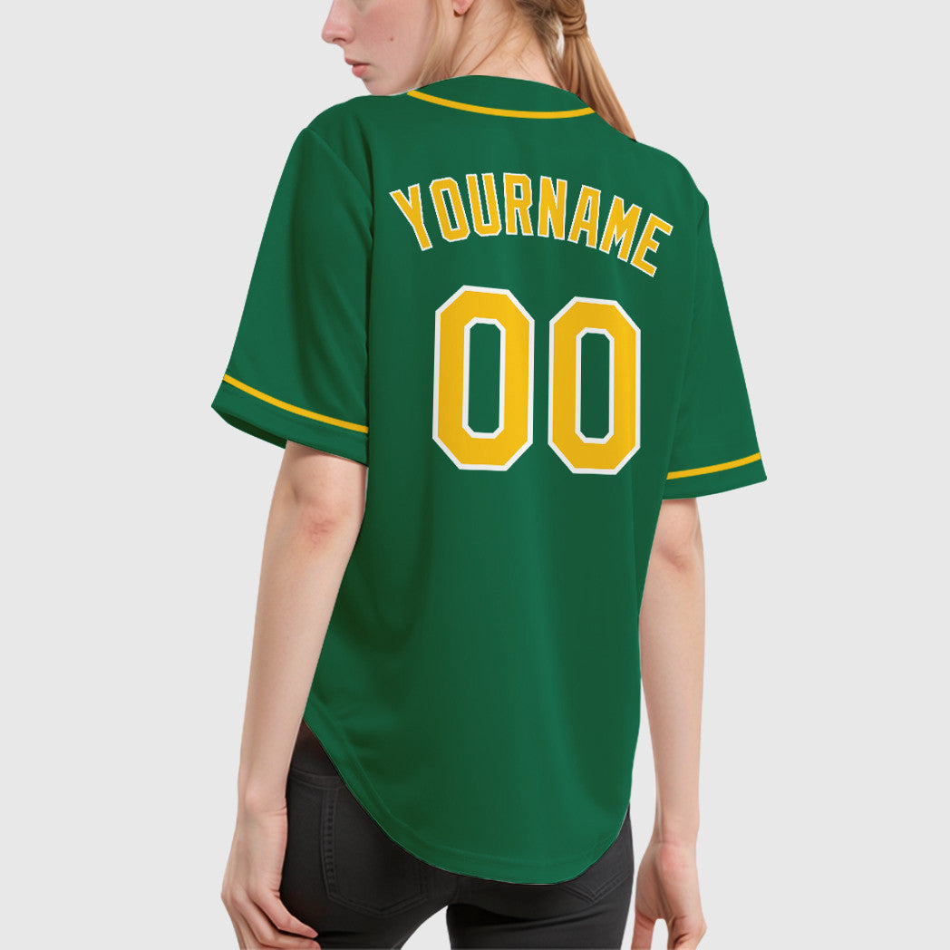 Custom Kelly Green Gold Gold-White Sleeve Baseball Jersey