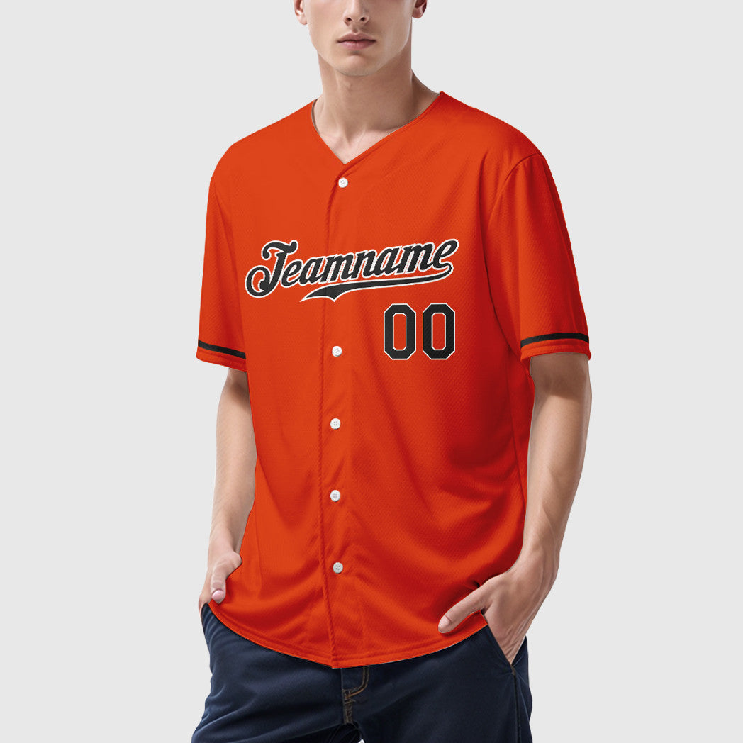 Custom Orange White Black Baseball Jersey
