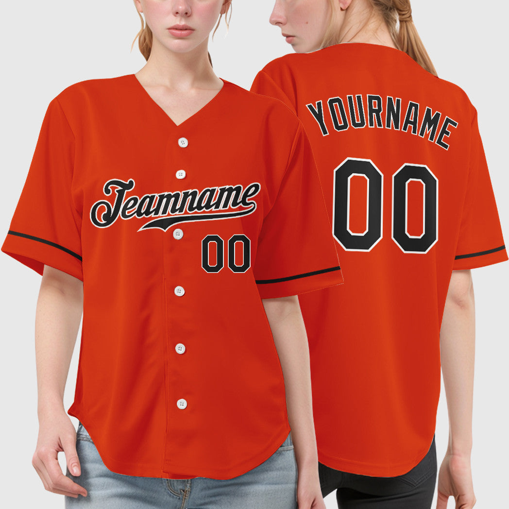 Custom Orange White Black Baseball Jersey