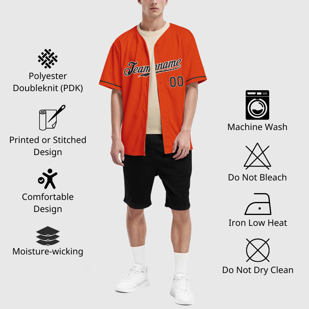 Custom Orange White Black Baseball Jersey
