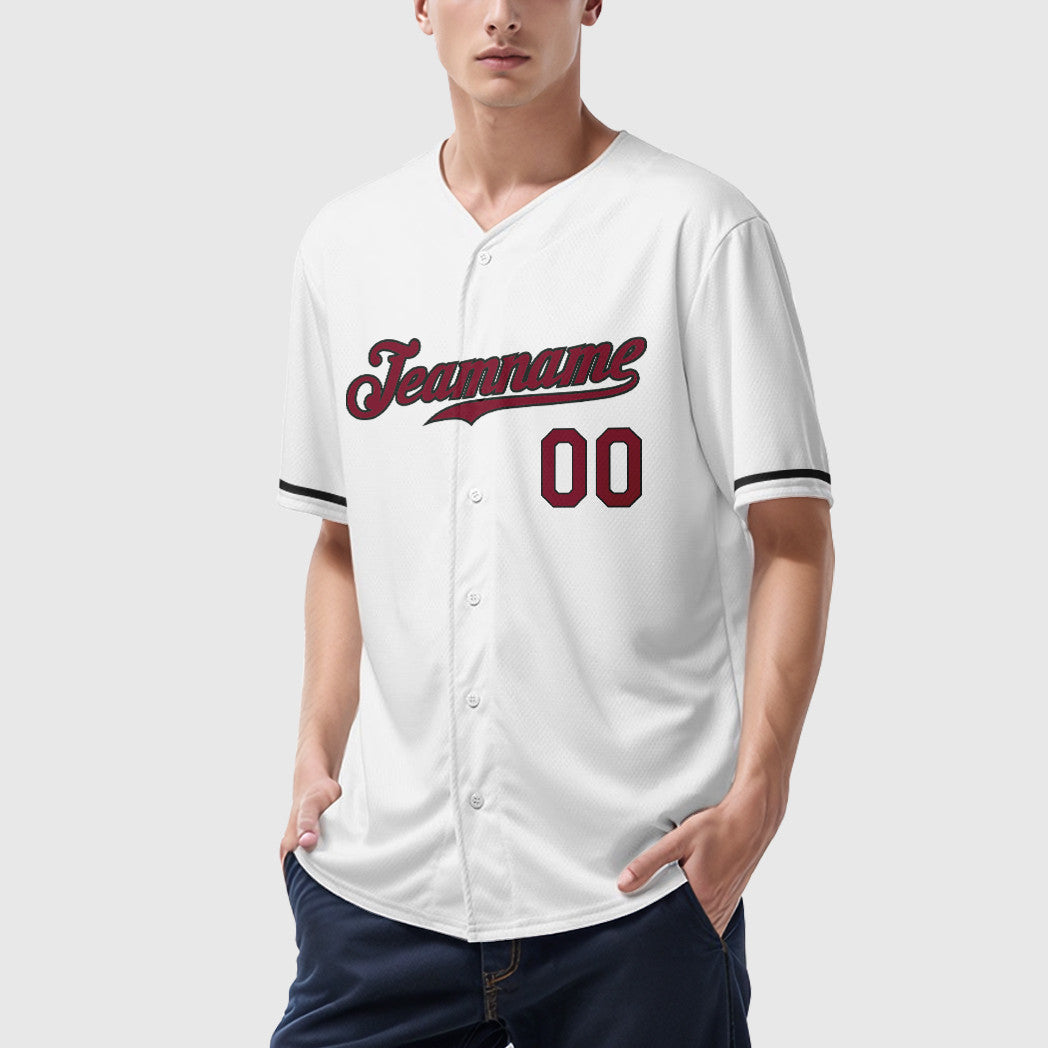 Custom White Crimson Crimson-Black Baseball Jersey