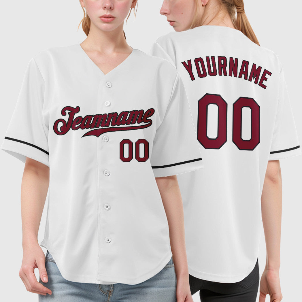 Custom White Crimson Crimson-Black Baseball Jersey