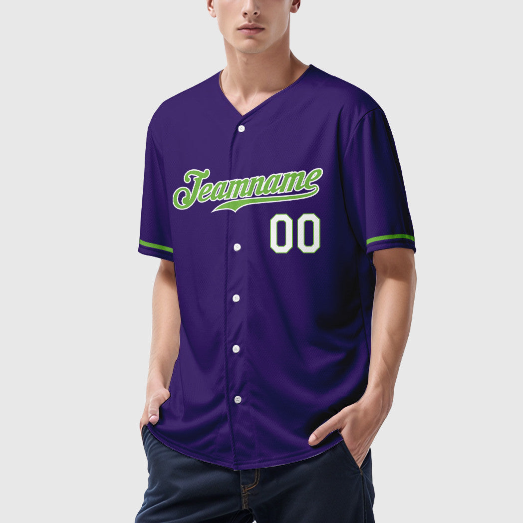 Custom Purple White Neon Green-White Baseball Jersey