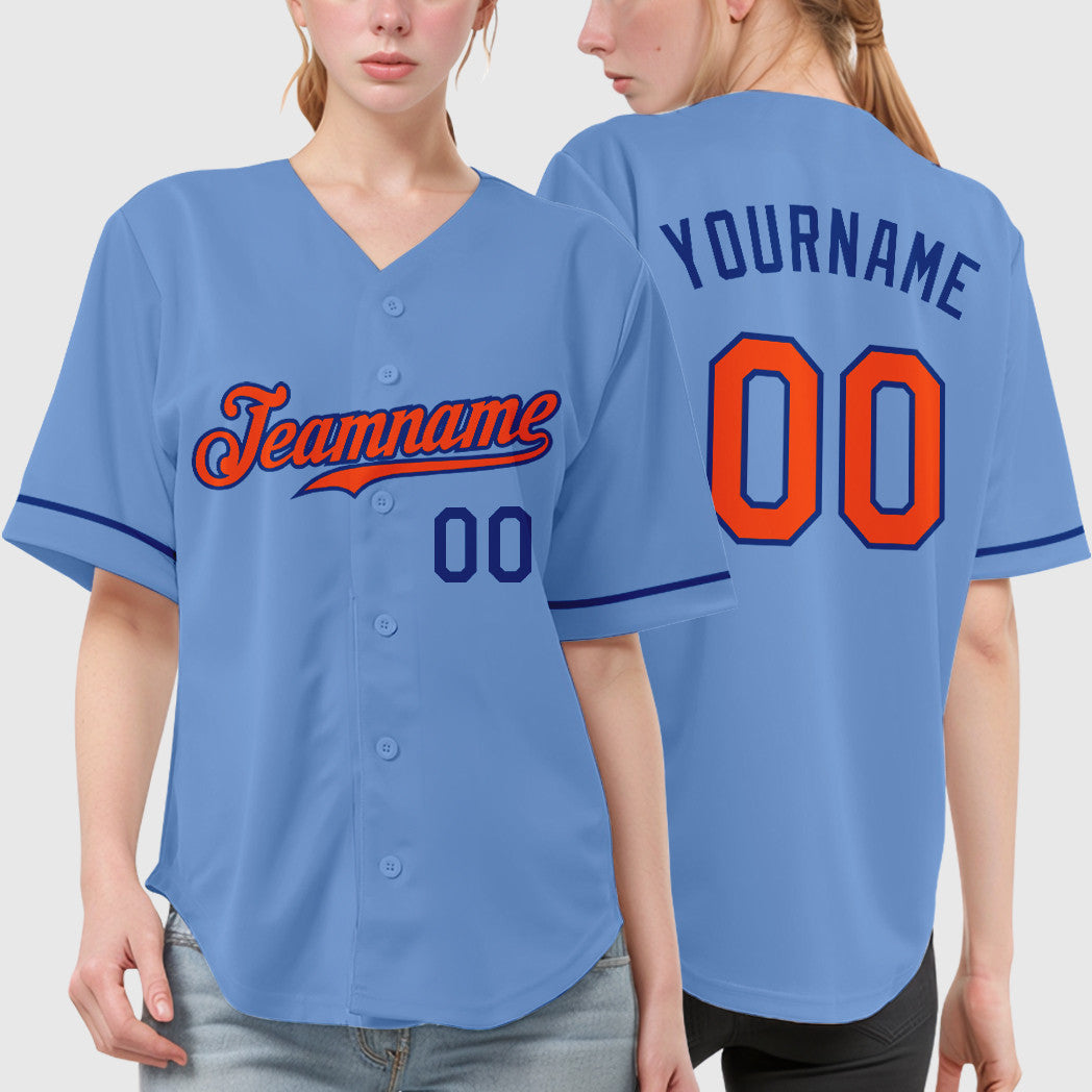 Custom Light Blue Orange Orange-Royal Baseball Jersey