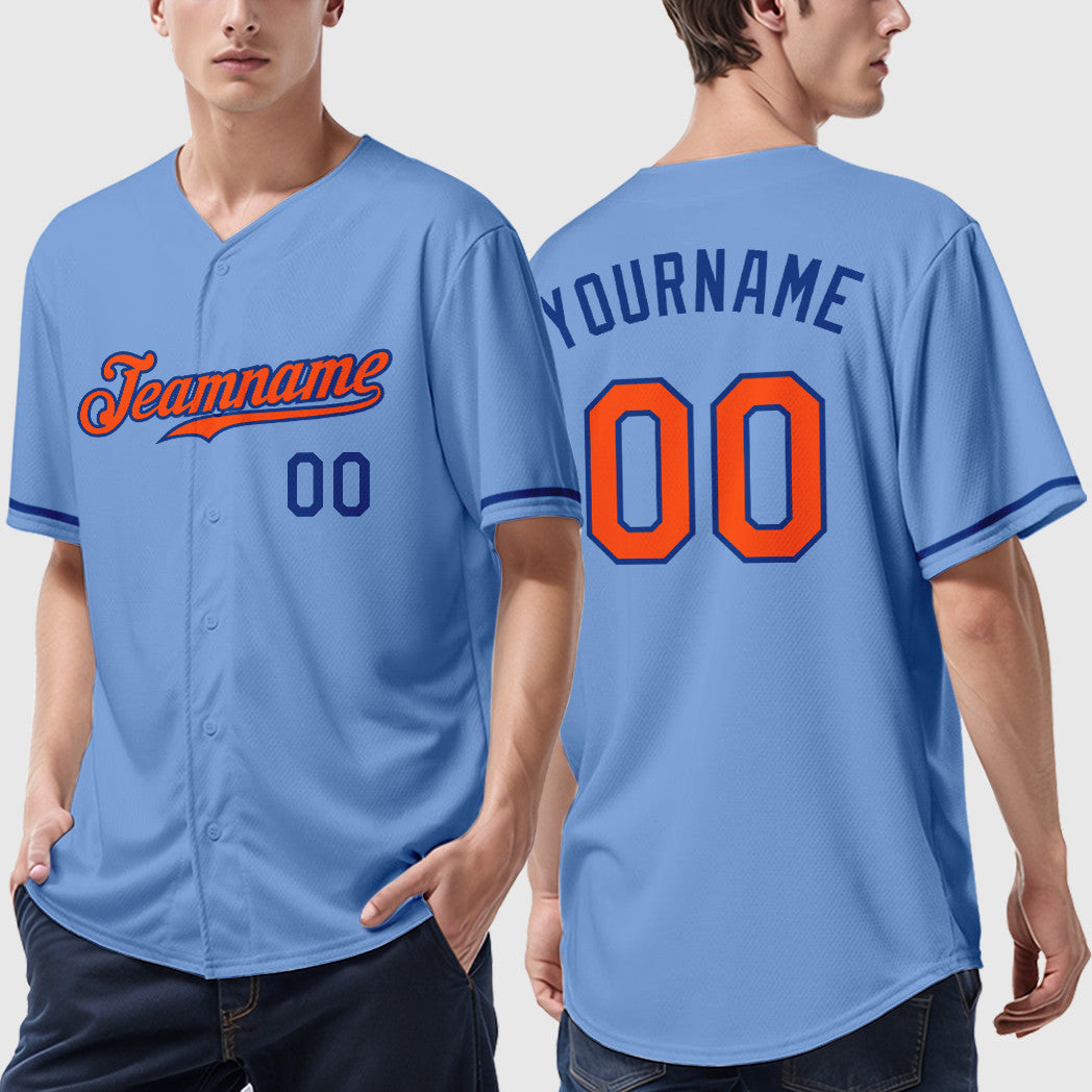 Custom Light Blue Orange Orange-Royal Baseball Jersey