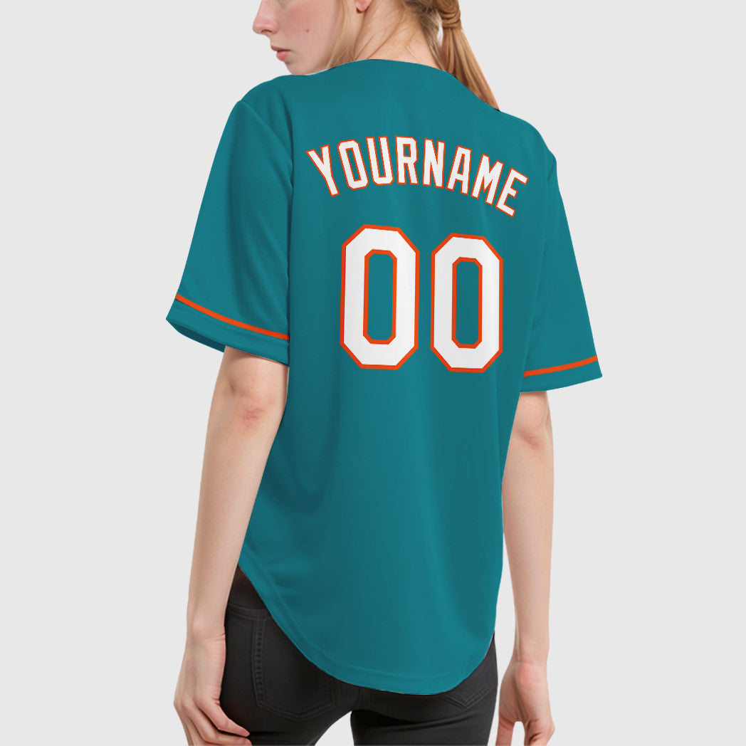 Custom Teal Orange White-Orange Baseball Jersey