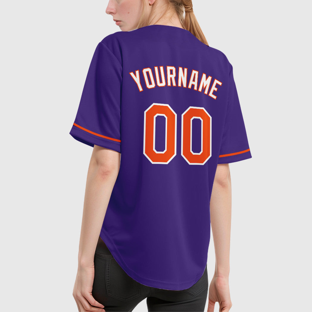 Custom Purple White Orange-White Baseball Jersey