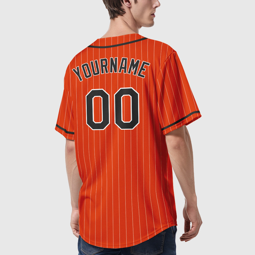 Custom Orange White Black Piping Pinstripe Baseball Jersey