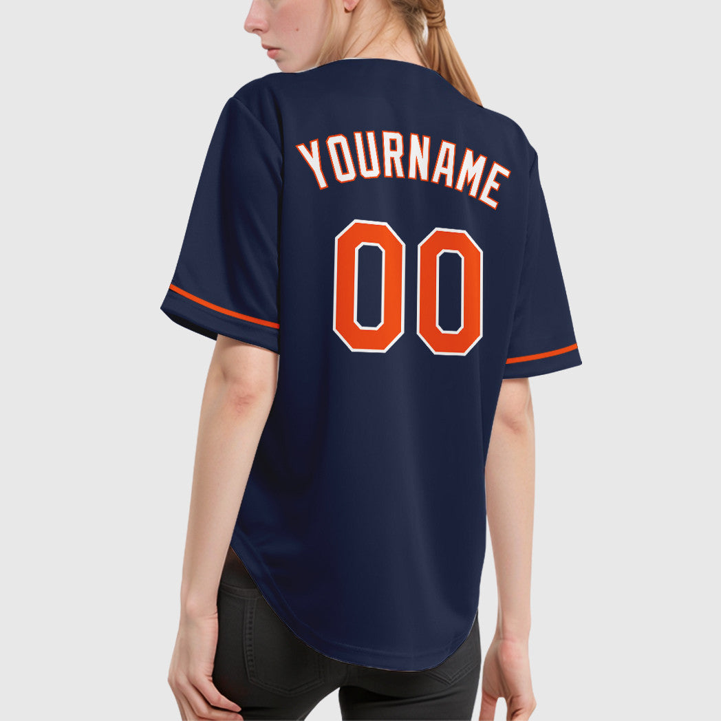 Custom Navy Orange Orange-White Baseball Jersey