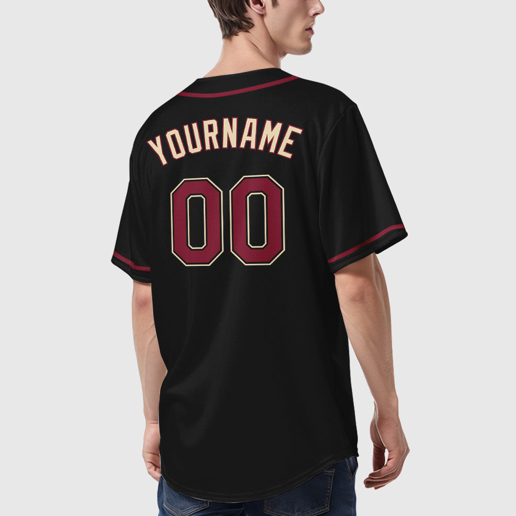 Custom Black Cream Crimson-Cream Sleeve Baseball Jersey