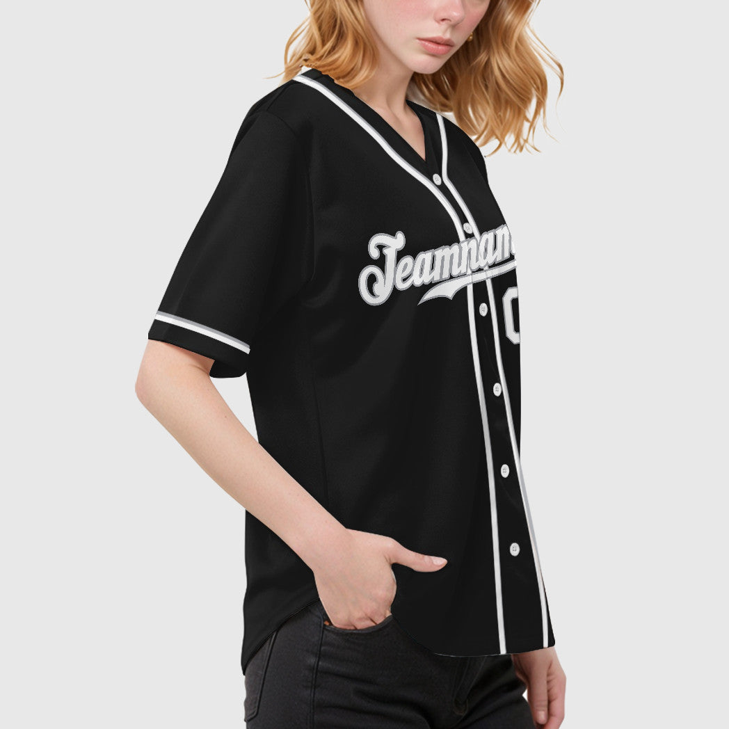 Custom Black Gray White Sleeve Baseball Jersey