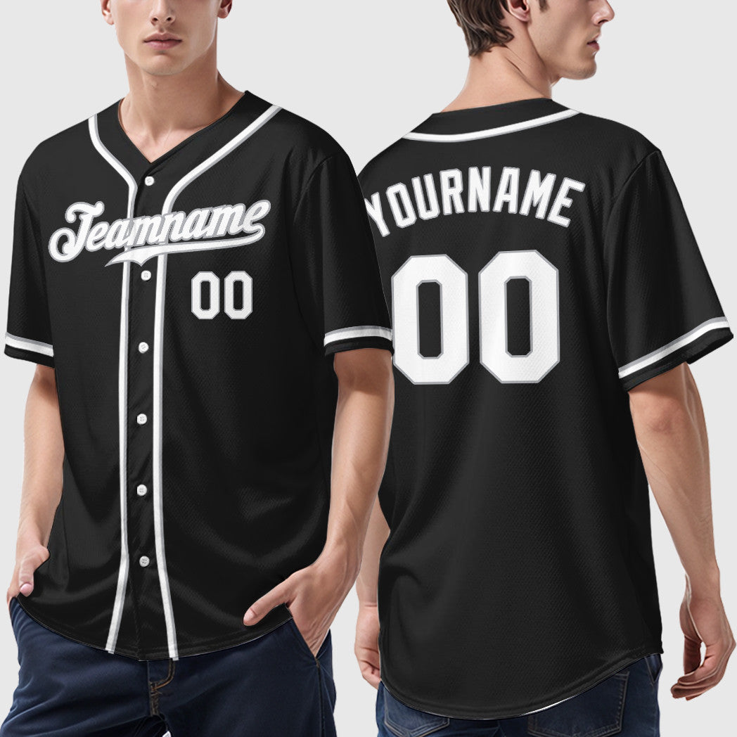 Custom Black Gray White Sleeve Baseball Jersey