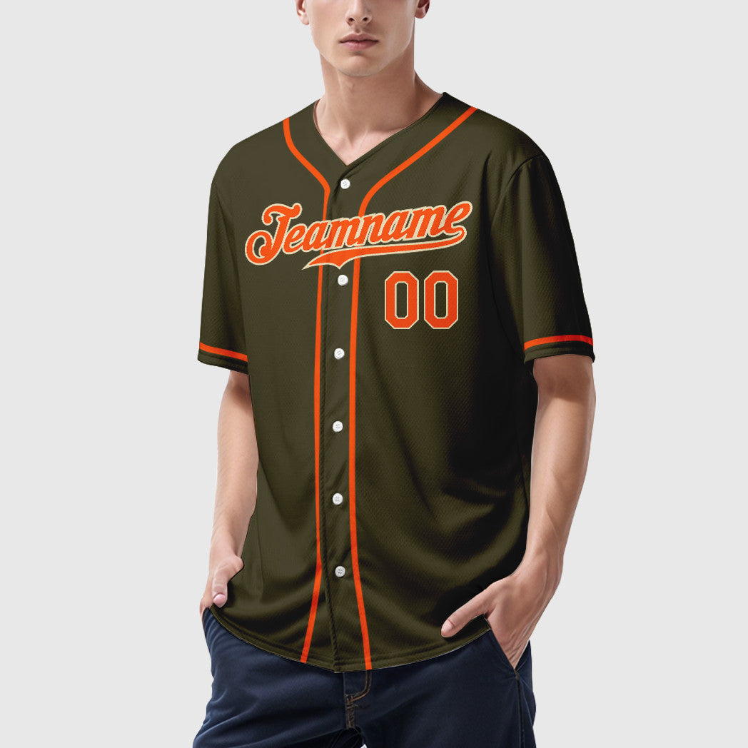 Custom Olive City Cream Orange Sleeve Salute To Service Baseball Jersey