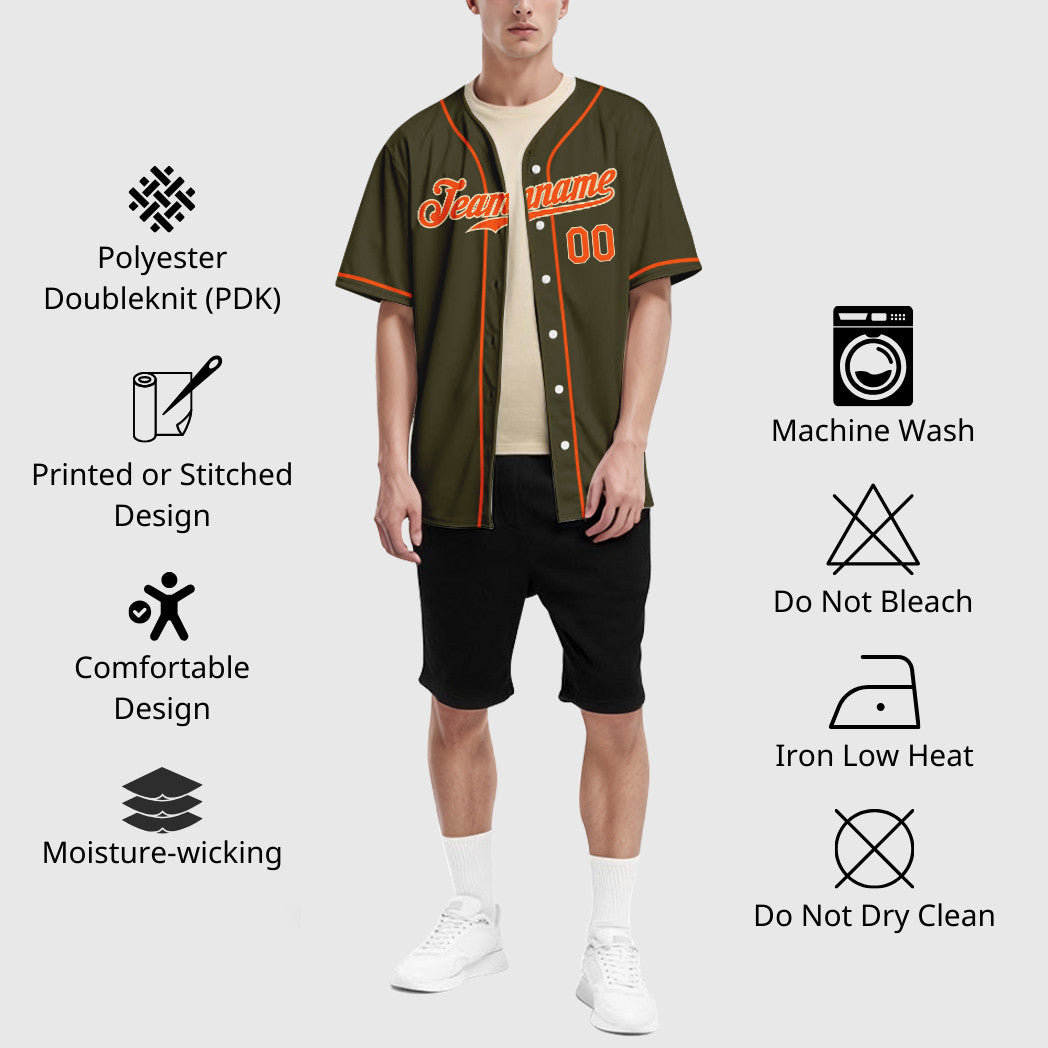 Custom Olive City Cream Orange Sleeve Salute To Service Baseball Jersey
