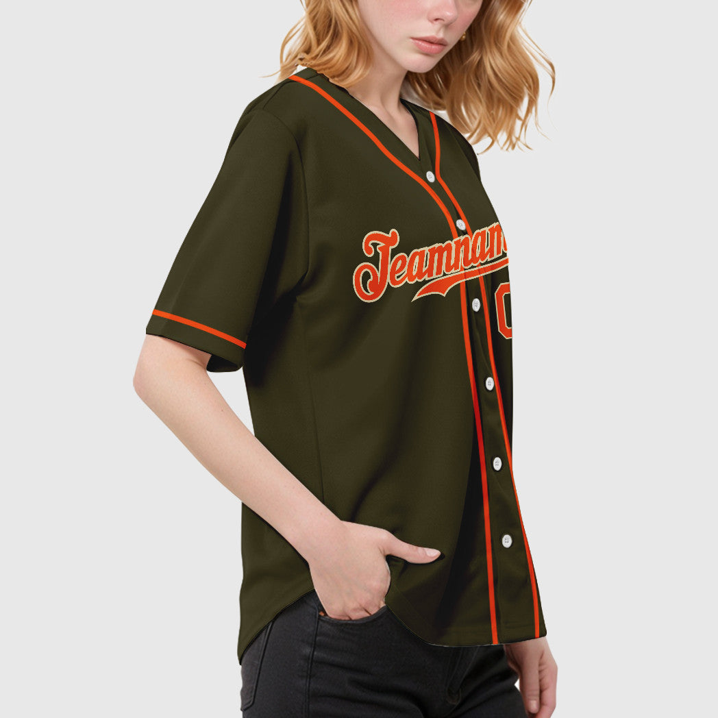 Custom Olive City Cream Orange Sleeve Salute To Service Baseball Jersey