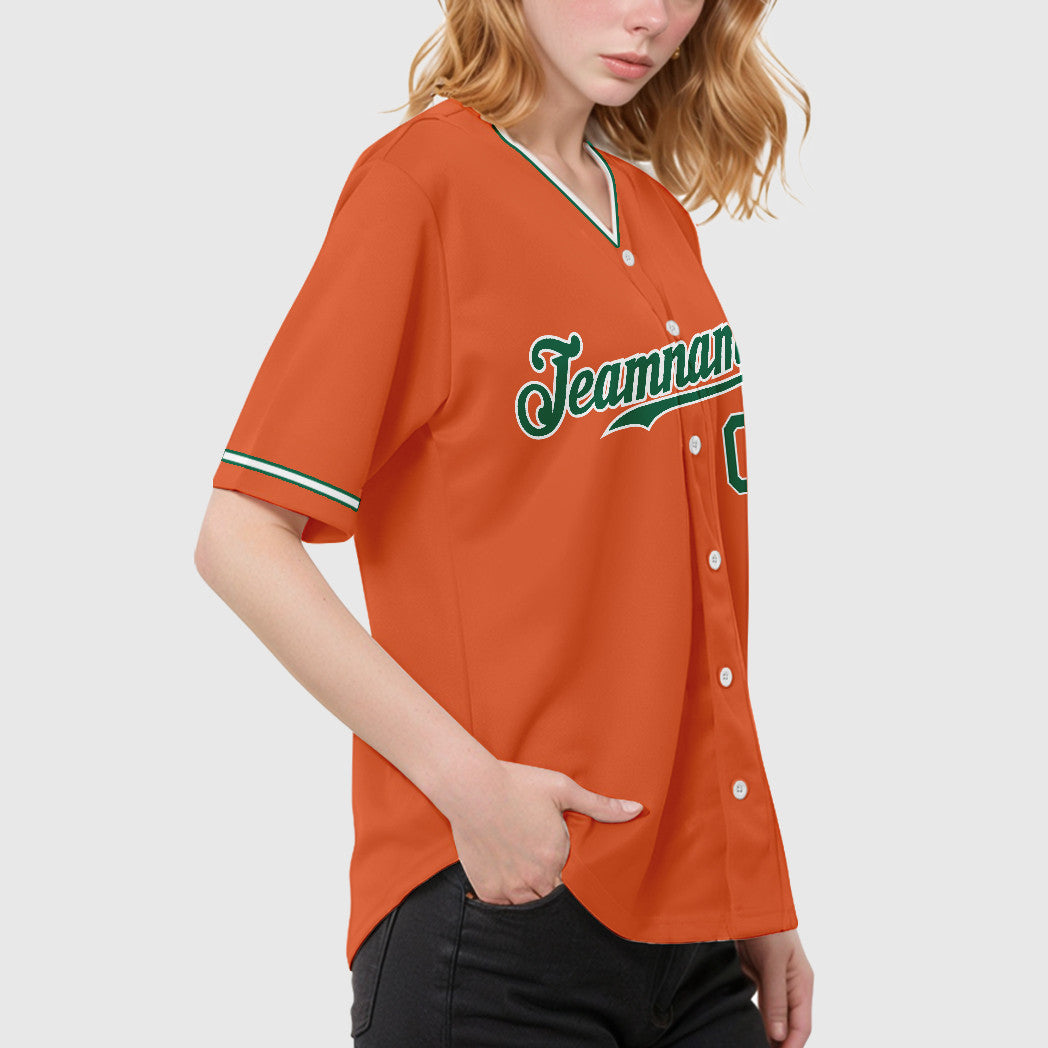 Custom Orange Kelly Green Kelly Green-White Collar Sleeve Baseball Jersey