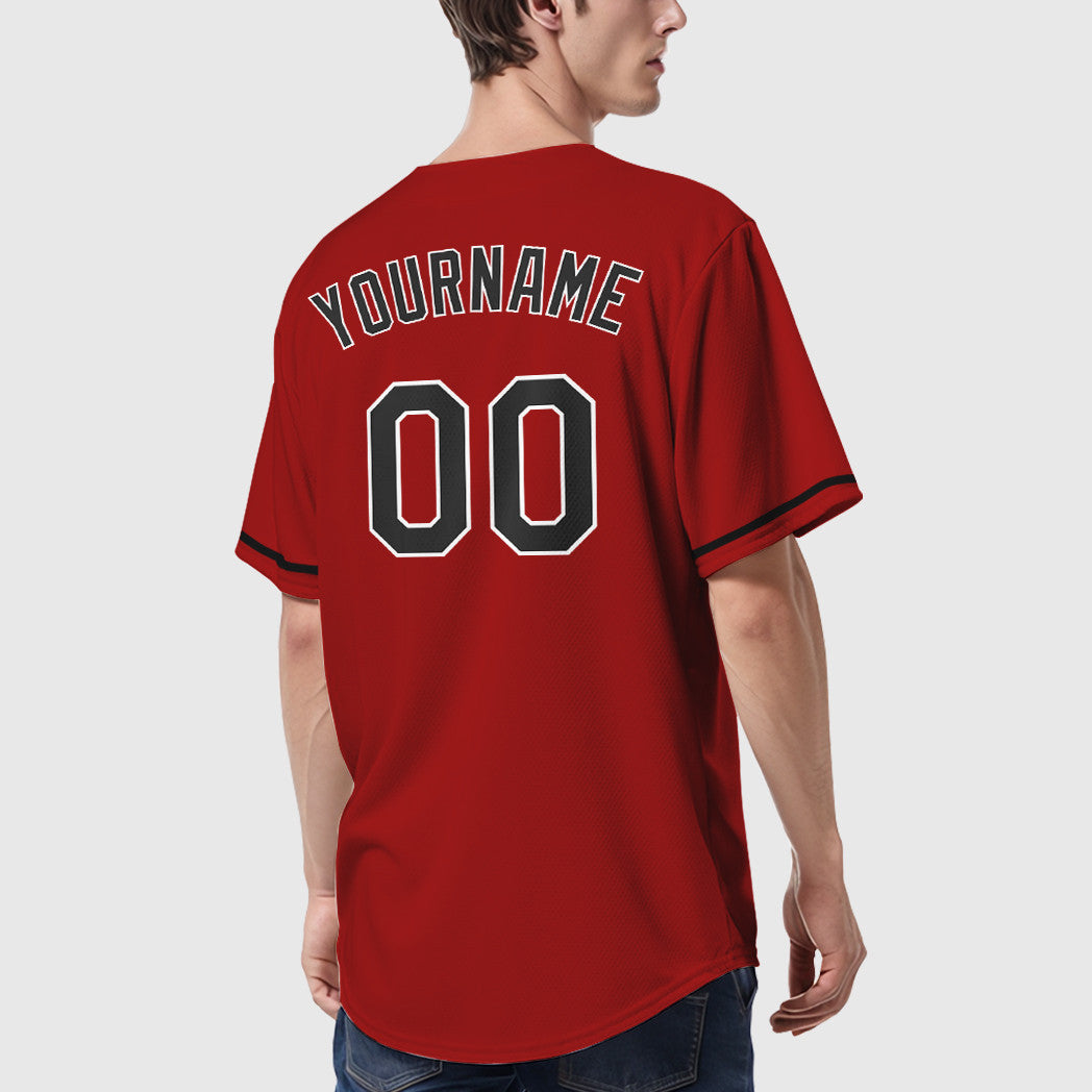 Custom Red White Black Baseball Jersey