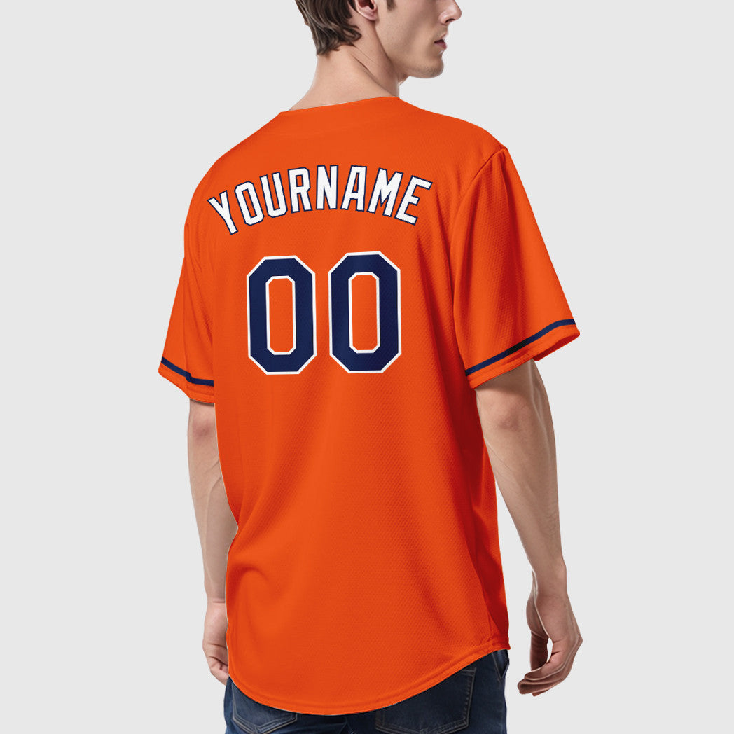 Custom Orange White Navy-White Baseball Jersey