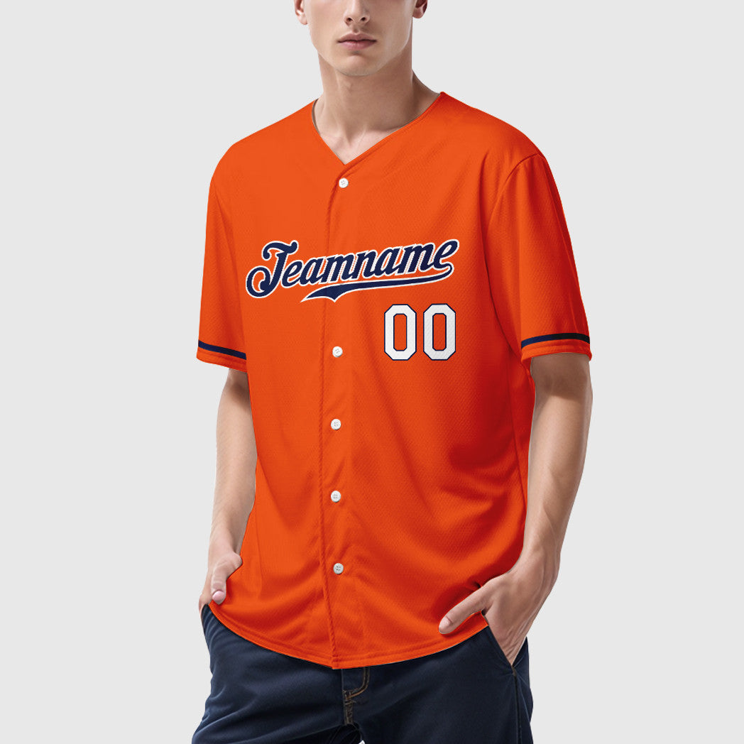 Custom Orange White Navy-White Baseball Jersey