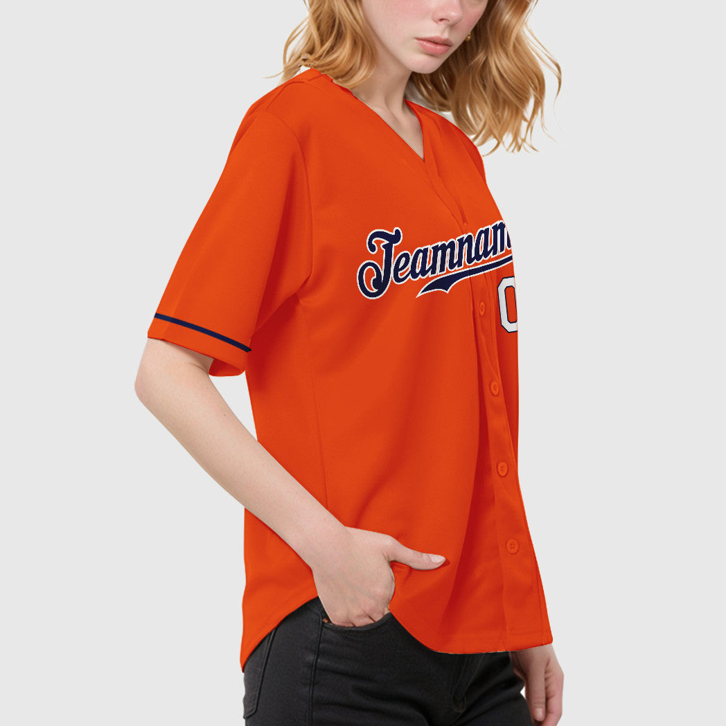 Custom Orange White Navy-White Baseball Jersey