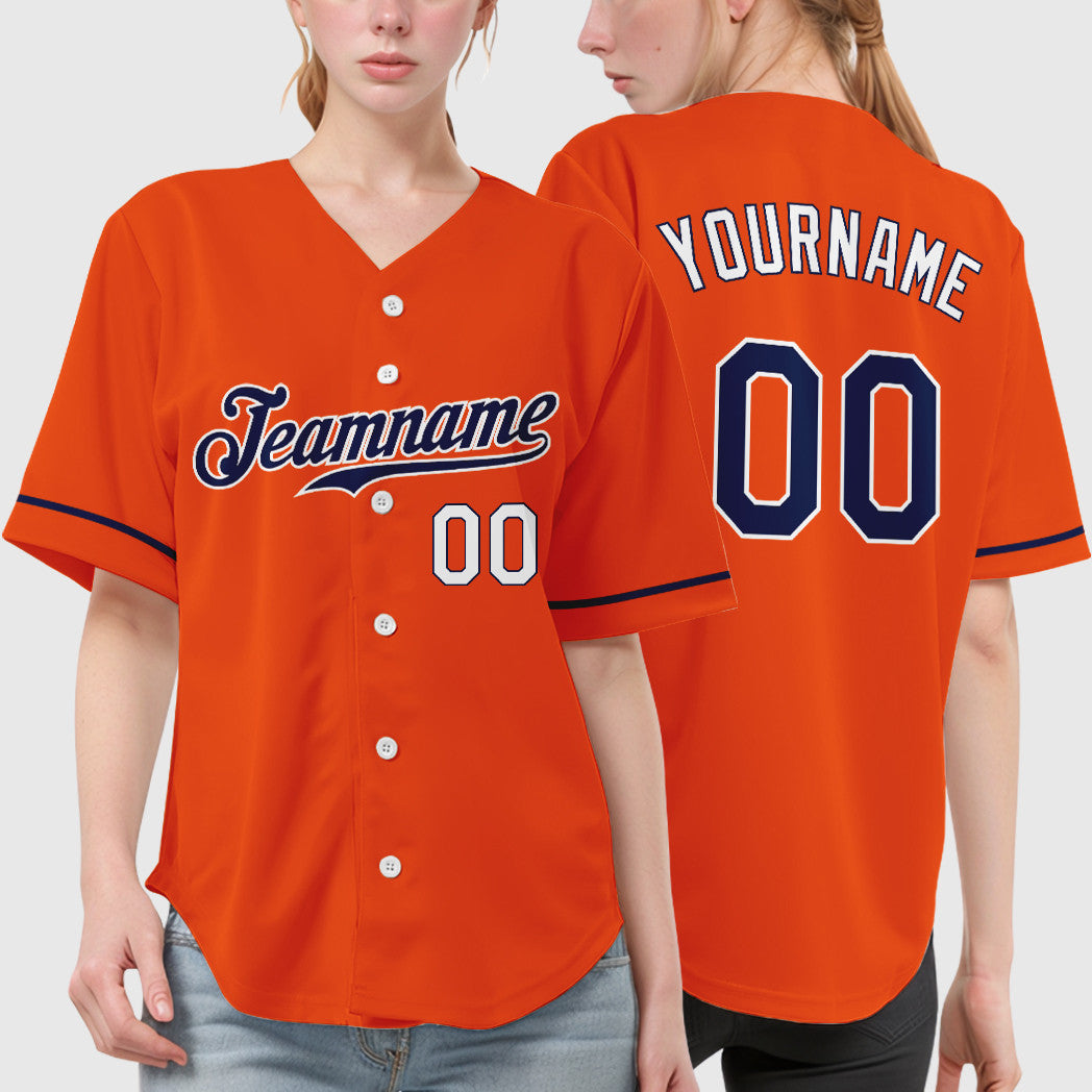 Custom Orange White Navy-White Baseball Jersey