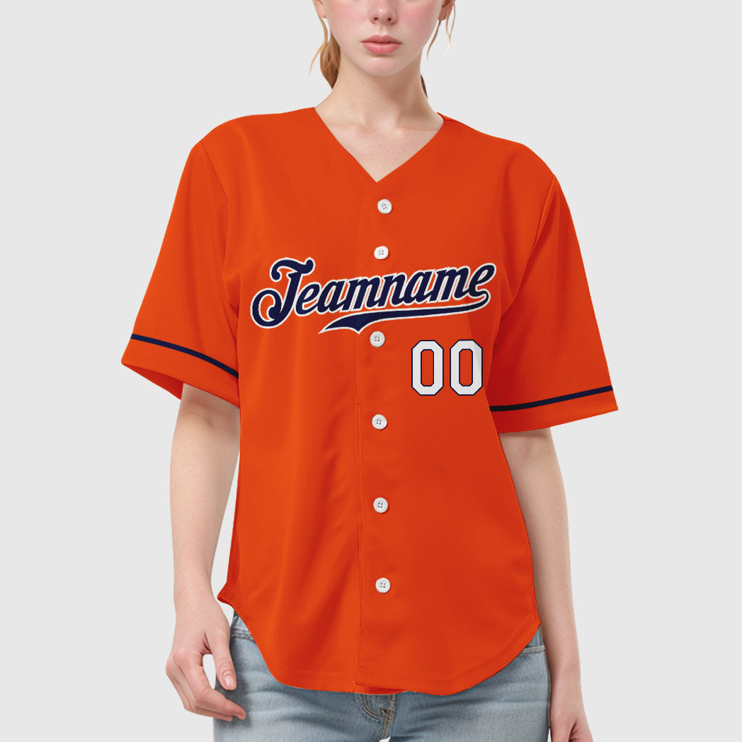 Custom Orange White Navy-White Baseball Jersey