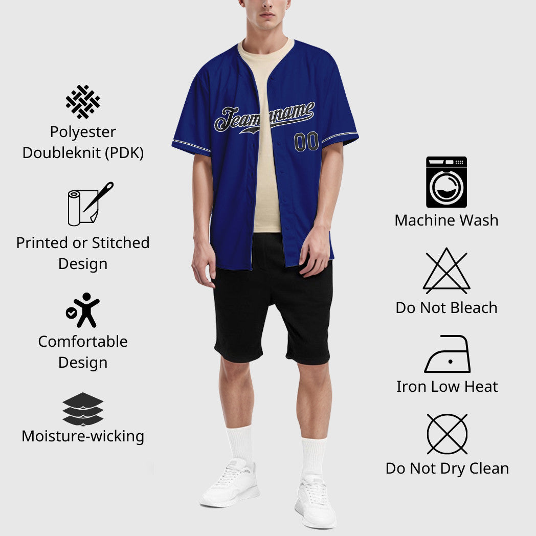 Custom Royal White Black Baseball Jersey