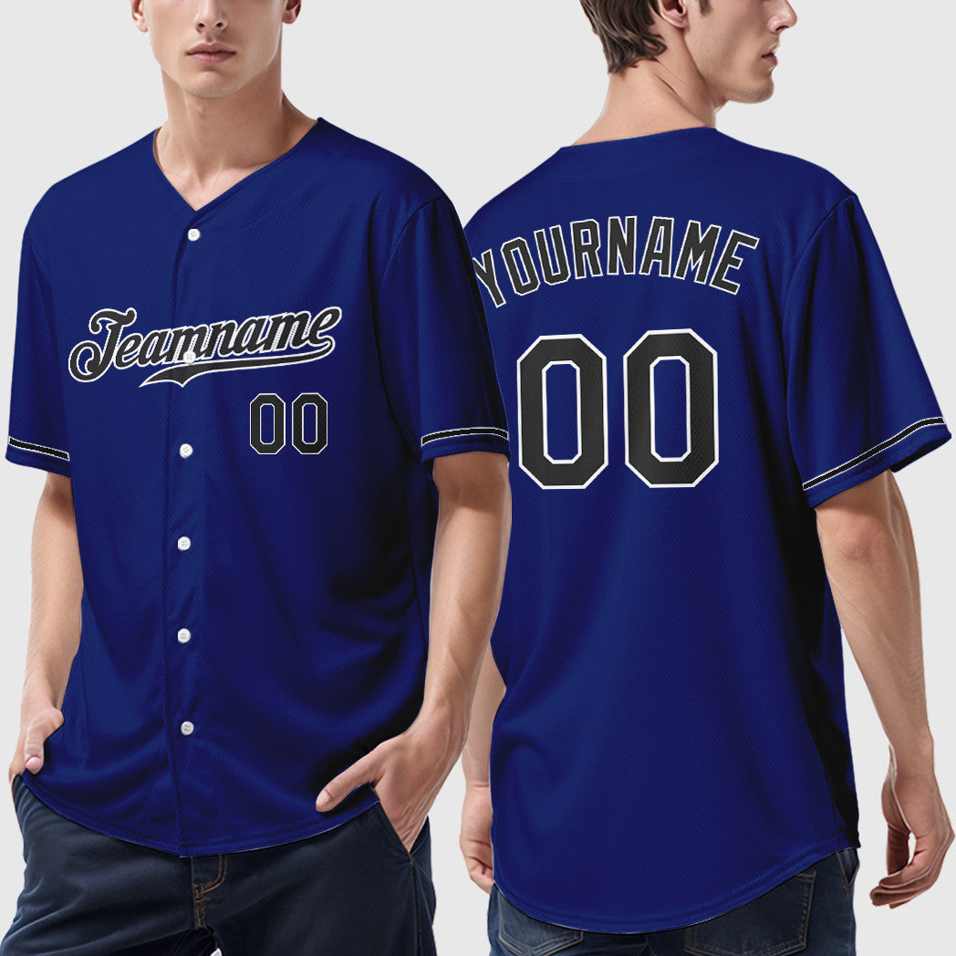 Custom Royal White Black Baseball Jersey