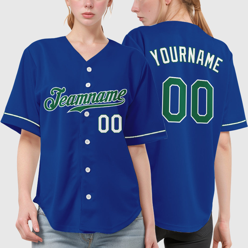 Custom Royal White Kelly Green-White Baseball Jersey