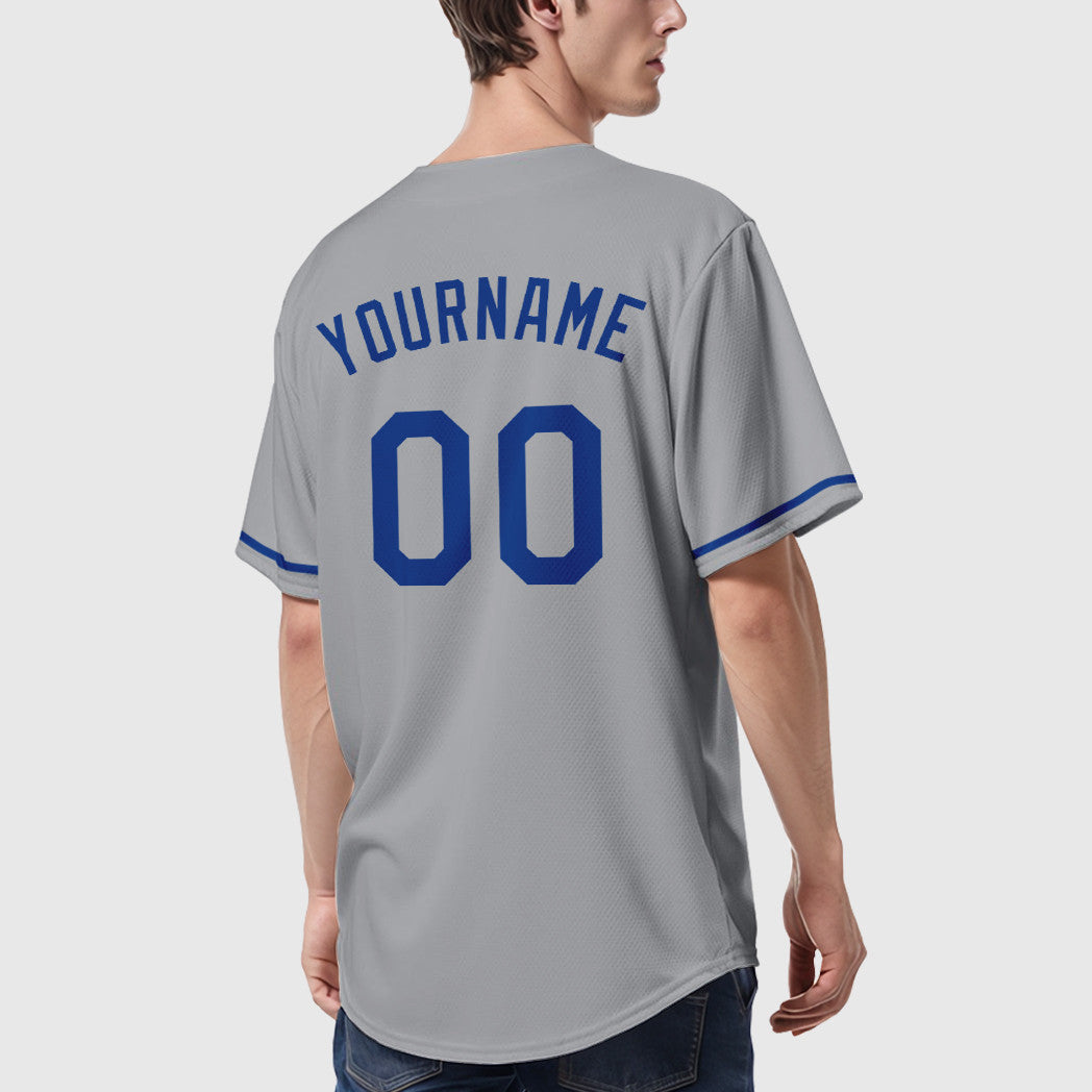 Custom Gray Royal Royal-Red Baseball Jersey