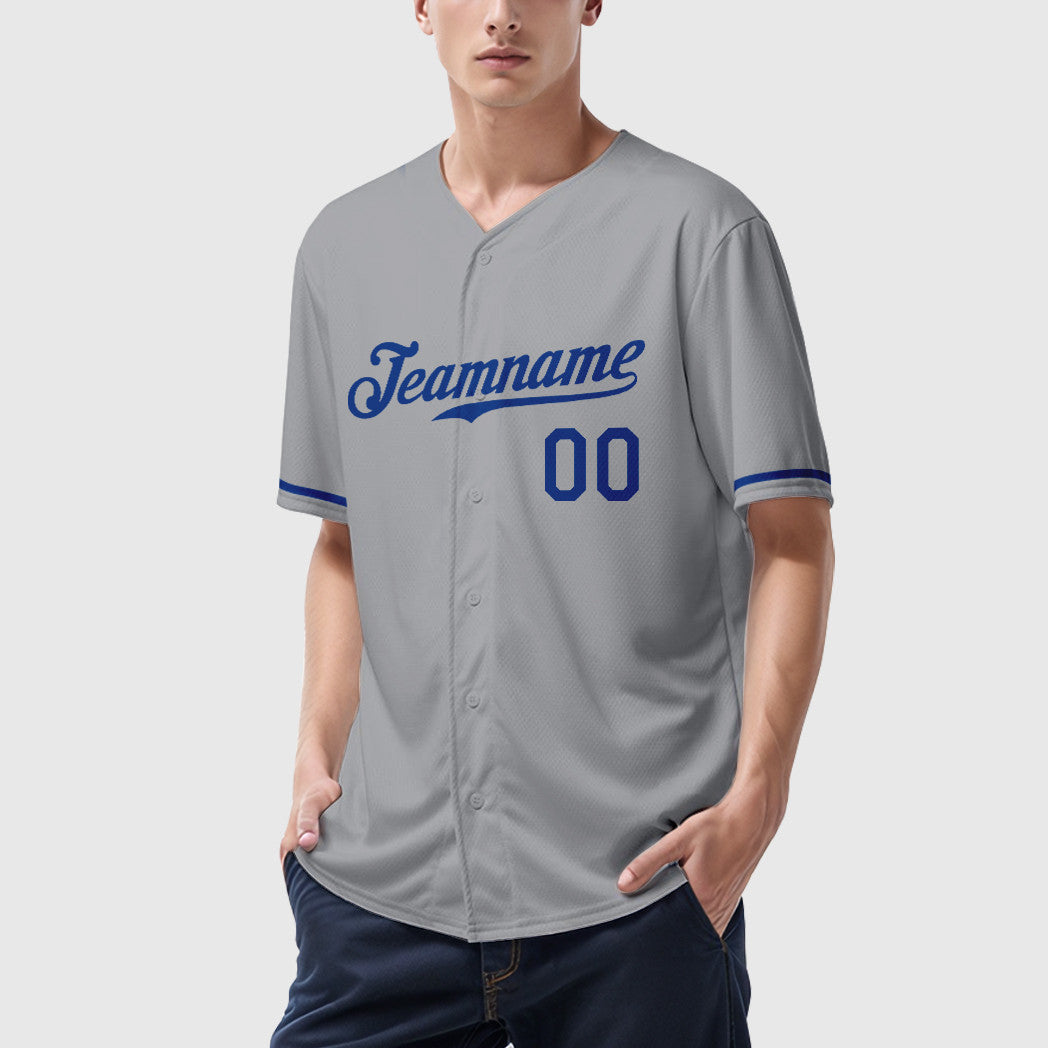 Custom Gray Royal Royal-Red Baseball Jersey