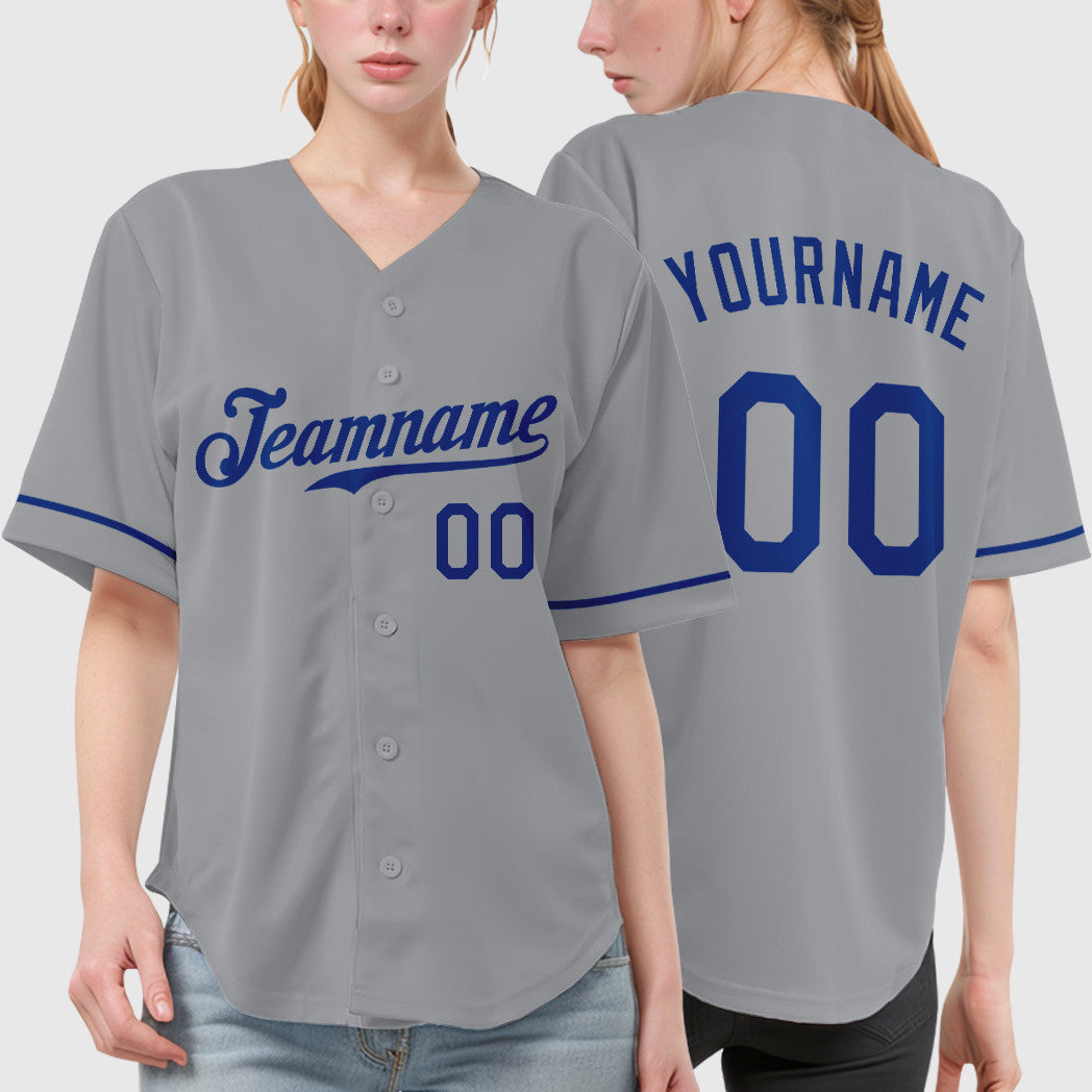 Custom Gray Royal Royal-Red Baseball Jersey