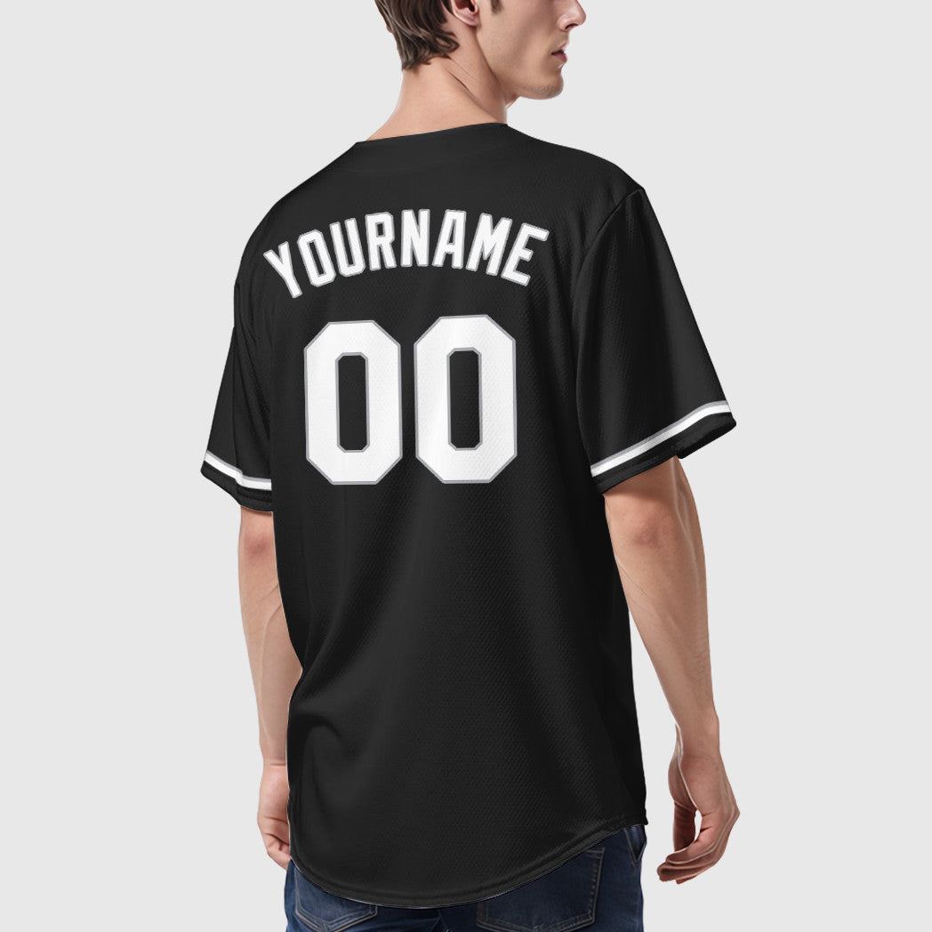 Custom Black Gray White Baseball Jersey