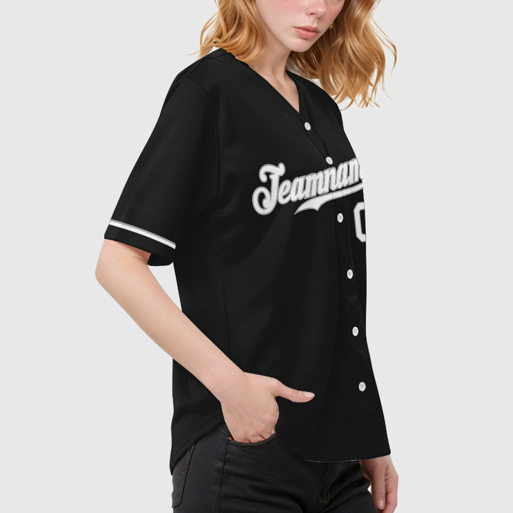 Custom Black Gray White Baseball Jersey