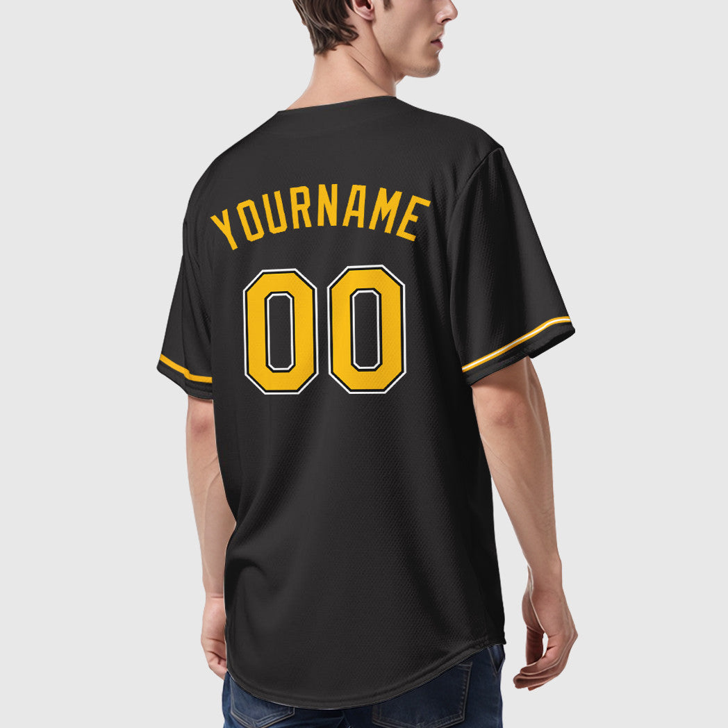 Custom Black Gold Gold-White Baseball Jersey
