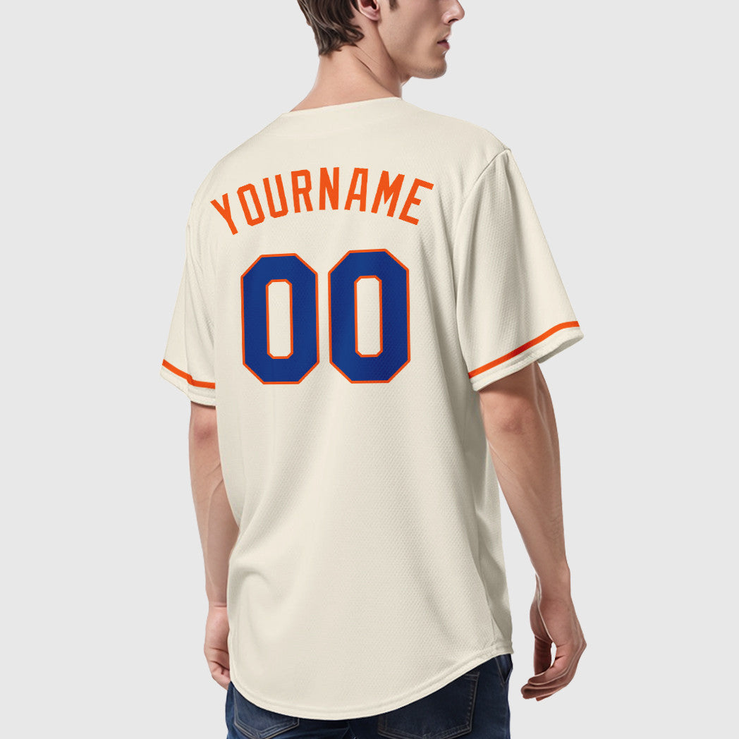 Custom Cream Royal Royal-Orange Baseball Jersey