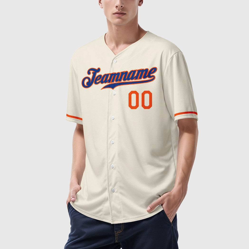 Custom Cream Royal Royal-Orange Baseball Jersey