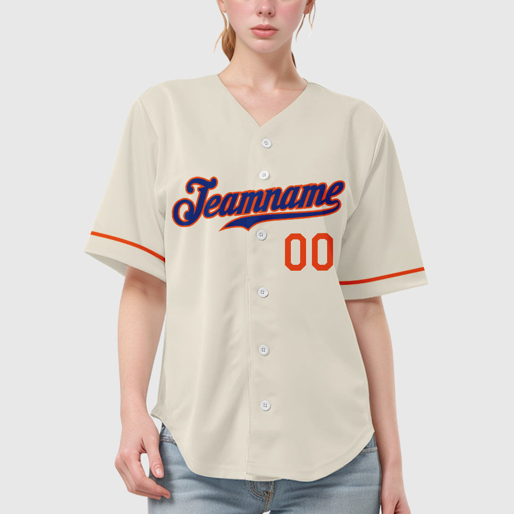 Custom Cream Royal Royal-Orange Baseball Jersey