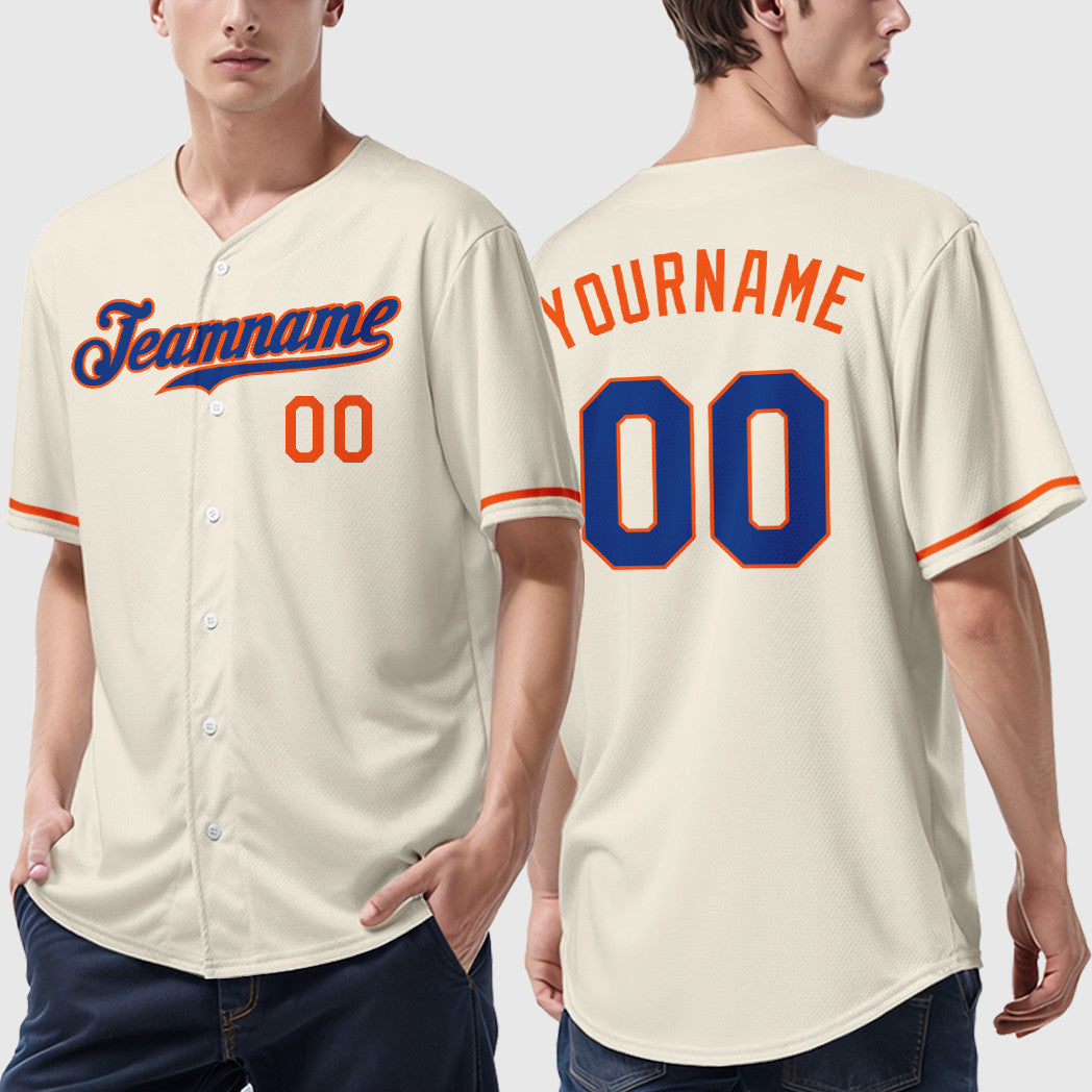 Custom Cream Royal Royal-Orange Baseball Jersey