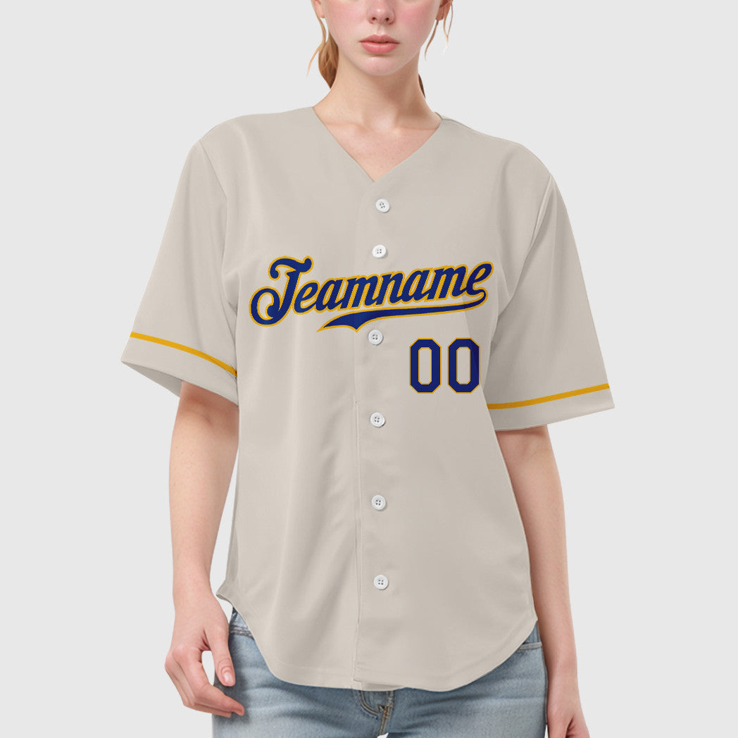 Custom Cream Royal Gold Baseball Jersey
