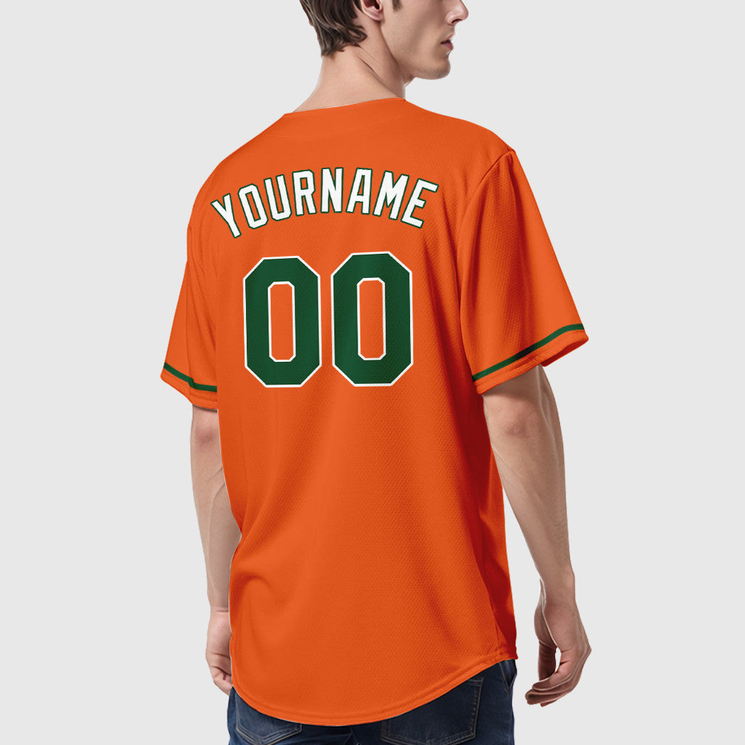Custom Orange White Green-White Baseball Jersey