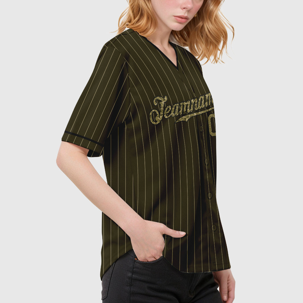 Custom Olive City Cream Camo-Black Pinstripe Salute To Service Baseball Jersey